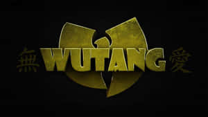 金色Wutang Clan標誌帶有中文字在黑色背景上。 — 嘻哈 壁紙