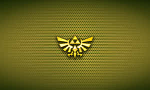 金色三角力量徽章在紋理綠色背景上 — 薩爾達傳說 � Breath of the Wild 壁紙