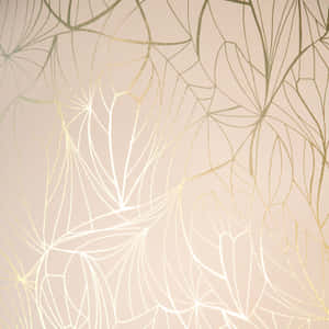 金色和白色抽象葉片圖案壁紙，腮紅背景 — 美學粉色GIF 壁紙