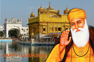 金色寺廟與導師肖像慶祝 Gurpurab — 金廟 壁紙