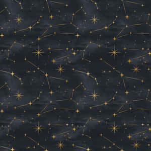 在深色紋理背景上，金色星星和星座組成的天體圖案。 — iPad 第10代 壁紙