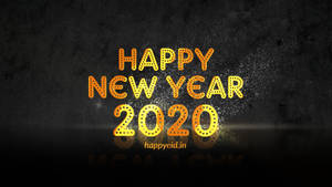 金色「Happy New Year 2020」文字，帶有閃光，在深色背景上。 — 新年快樂 2020 壁紙