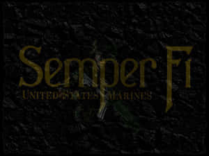 Semper Fi United States Marines 文字與士兵剪影在深色有紋理的背景上。 — 珊瑚 壁紙