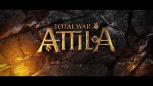 裂開石頭背景上的金色 Total War Attila 遊戲標誌 — 全軍破敵：阿提拉 壁紙