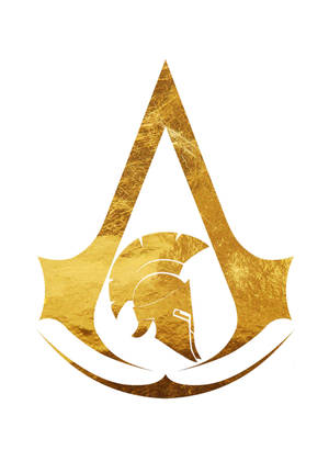金色Assassin's Creed標誌，內部有白色斯巴達頭盔。 — OnePlus Pad 壁紙