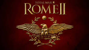 Total War Rome II遊戲標誌，金色鷹和SPQR橫幅在紅色背景上。 — 電玩遊戲 GIF 壁紙