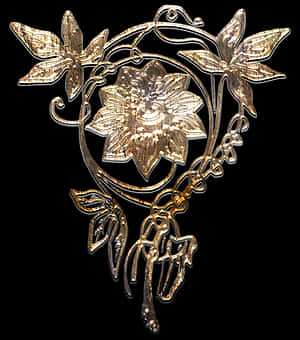 金色花卉金屬藝術品