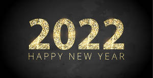 金色閃亮文字，寫著2022 Happy New Year，在深色背景上。 — 新年快樂 2020 壁紙