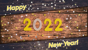 木板上金色星星的2022新年快樂 — 新年快樂 2020 壁紙