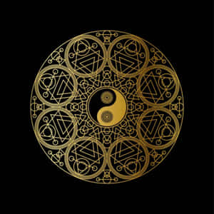 黑色背景上的金色陰陽曼陀羅 — 蠟燭 壁紙