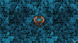 藍色馬賽克背景上的金色鷹徽 — 霍格華茲 GIF 壁紙
