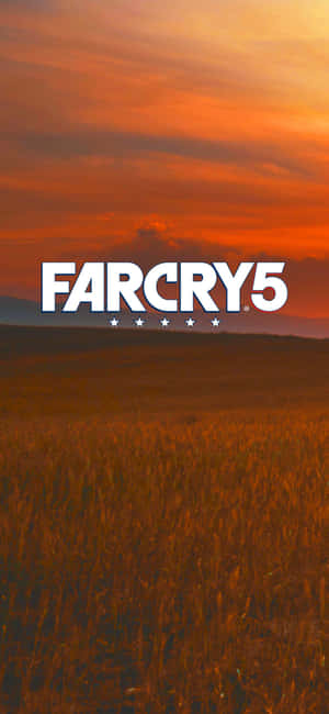 夕陽下的金色麥田，中央有 Far Cry 5 標誌。 — iPhone 17 壁紙