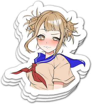 金髮雙馬尾、臉頰泛紅的動漫女孩，身穿水手服。 — 小米 Mix Flip 2 壁紙
