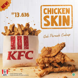 KFC雞皮小吃，價格和促銷文字在木桌上。 — 肯德基 壁紙