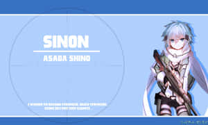 動漫角色 Sinon Asada Shino 拿著步槍，背景為狙擊鏡十字準星。 — 忍 壁紙