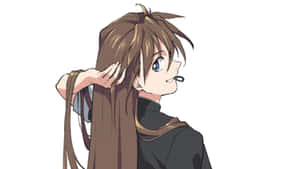 長棕髮藍眼動漫女孩觸碰自己的頭髮。 — 機動戰士鋼彈 壁紙