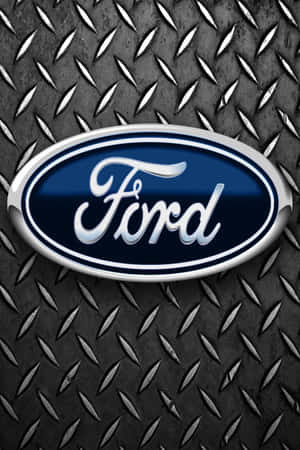 菱形板金屬背景上的Ford標誌 — 老福特卡車 壁紙