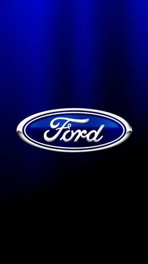 Ford標誌在深藍色漸變背景上發光。 — 蘋果標誌 iPhone 壁紙