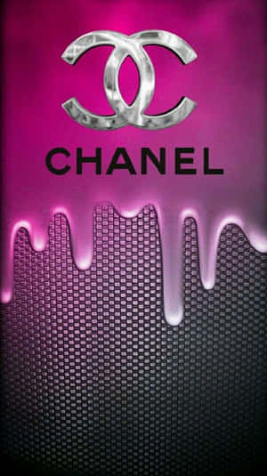 Chanel 標誌在紋理背景上滴落粉紅色油漆 — 香奈兒 壁紙