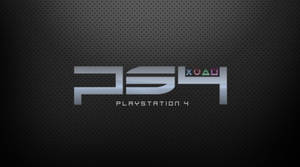 深色穿孔金屬背景上的 PlayStation 4 標誌 — 遊戲玩家標誌 壁紙