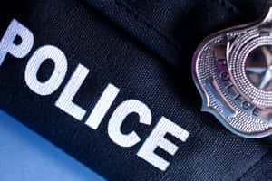 制服布料上的警察徽章，帶有刺繡警察文字。 — 警察 GIF 壁紙