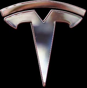 黑色背景上的閃亮 Tesla 標誌徽章