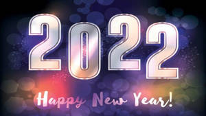 閃亮2022文字，帶有Happy New Year訊息，背景為彩色散景。 — 新年快樂 2020 壁紙