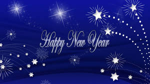 深藍色背景上的Happy New Year煙火表演 — 新年 壁紙