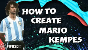 馬里奧·肯佩斯身穿阿根廷球衣，宇宙背景上寫有「How to Create Mario Kempes」文字。 — 運動 壁紙
