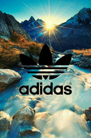 日落時分山間溪流上的Adidas標誌 — 愛迪達 GIF 壁紙