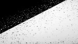 玻璃上的雨滴，黑白斜角分割背景 — 簡約暗黑美學 壁紙