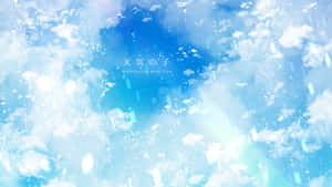 窗戶上的雨滴顯示藍天和白雲 — 天氣之子 壁紙