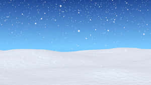 白雪覆蓋的起伏山丘，晴朗的藍天，飄落的雪花。 — 冬季風景 壁紙