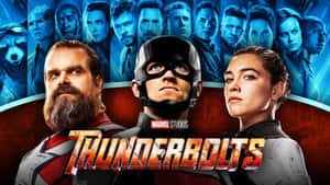 Marvel Studios《雷霆特攻隊》電影海報，主要角色以英雄姿勢呈現。 — 紫色夜空 壁紙