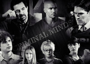 《Criminal Minds》演員在戲劇性的黑白廣告拼貼畫中。 — 電視 壁紙