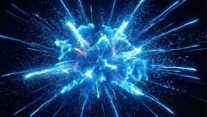 一場燦爛的藍色宇宙爆炸，在太空中充滿能量爆發。 — 霓虹藍動畫 壁紙
