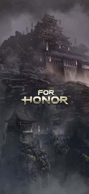 黑暗的山中堡壘，閃爍的燈籠和 For Honor 遊戲標題。 — iPhone 11 Pro 壁紙