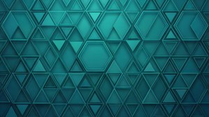 帶有3D三角形和六邊形形狀的抽象青綠色幾何圖案。 — 青色GIF 壁紙