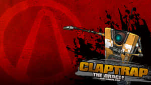 Claptrap機器人發光的眼睛在紅色飛濺背景上。 — 電玩遊戲 GIF 壁紙