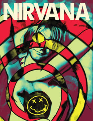 Nirvana 樂隊海報，帶有風格化人物和笑臉標誌。 — 垃圾美學 壁紙