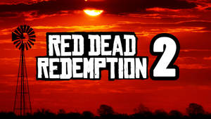 以紅色夕陽和風車剪影為背景的Red Dead Redemption 2遊戲標題。