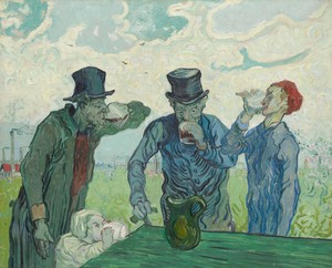 文森特·梵谷於1890年創作的《飲酒者》，油畫布面作品。下載此藝術作品作為桌面、平板或手機的高解析度桌布。