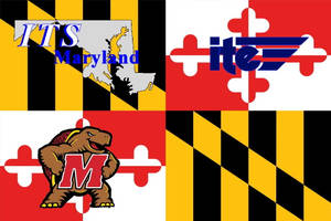 馬里蘭州旗圖案與ITS Maryland和龜吉祥物標誌。 — 教育 壁紙