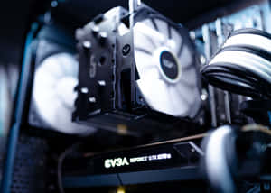 電腦內部特寫，帶有白色風扇和 GeForce GTX 1070 顯示卡。 — PC 遊戲 壁紙