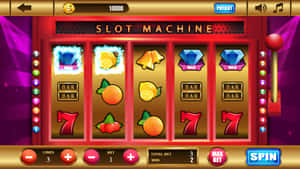 數位老虎機，螢幕上顯示發光水果符號和幸運七。 — 電玩遊戲 GIF 壁紙