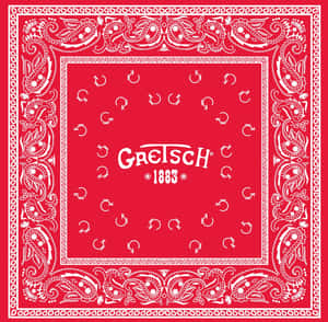 紅色頭巾，帶白色佩斯利花紋邊框和 Gretsch 1883 標誌。 — 藍色頭巾 壁紙