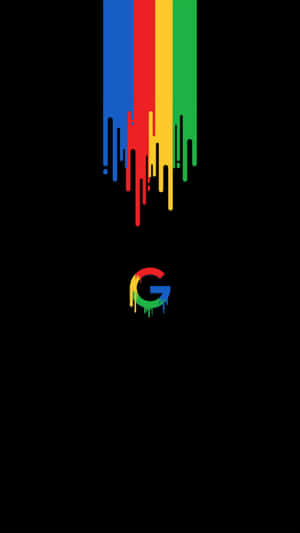 彩虹油漆滴落在黑色背景上，帶有滴落的Google標誌。 — Pixel 3 壁紙