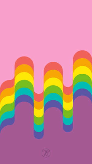 粉紅和紫色漸變背景上的抽象波浪彩虹條紋 — 彩虹美學 壁紙
