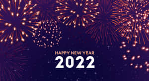 煙火在星空夜空中爆發，帶有「Happy New Year 2022」文字。 — 新年 壁紙