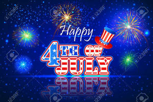 Happy 4th of July 煙火圖案，帶有星星和愛國色彩。 — 美國獨立紀念日 壁紙